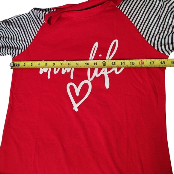 Woffccrd Women Mom Life Leopard & Striped Long Sleeve Red Shirt Small New - Picture 8 of 9